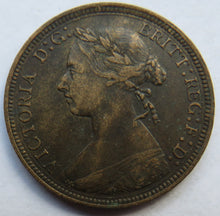 Load image into Gallery viewer, 1893 Queen Victoria Bun Head Halfpenny Coin - Great Britain
