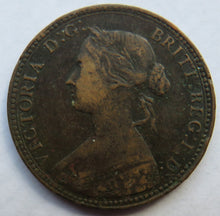 Load image into Gallery viewer, 1860 Queen Victoria Bun Head Halfpenny Coin - Great Britain
