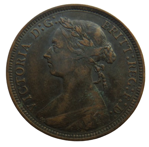 1891 Queen Victoria Bun Head Halfpenny Coin - Great Britain