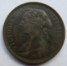 Load image into Gallery viewer, 1891 Queen Victoria Bun Head Halfpenny Coin - Great Britain
