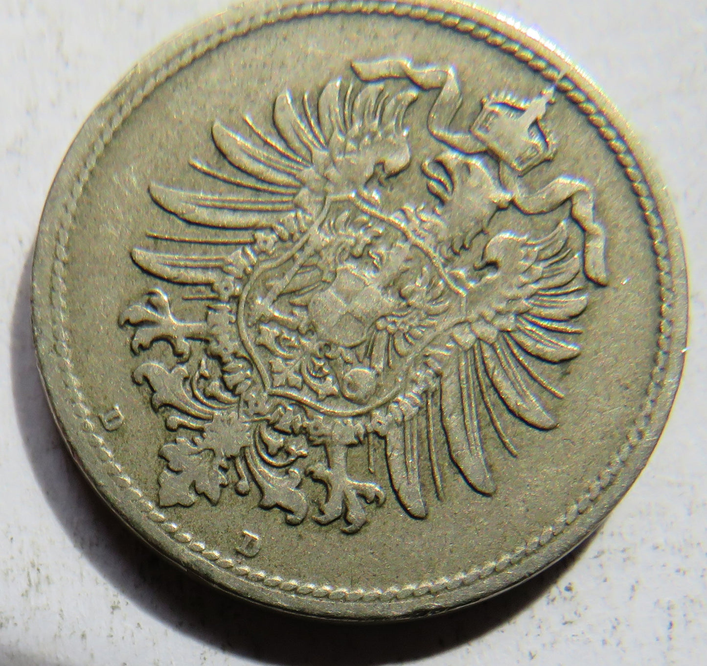 1875-D Germany 10 Pfennig Coin