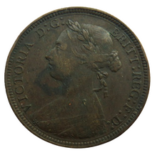 Load image into Gallery viewer, 1893 Queen Victoria Bun Head Halfpenny Coin - Great Britain
