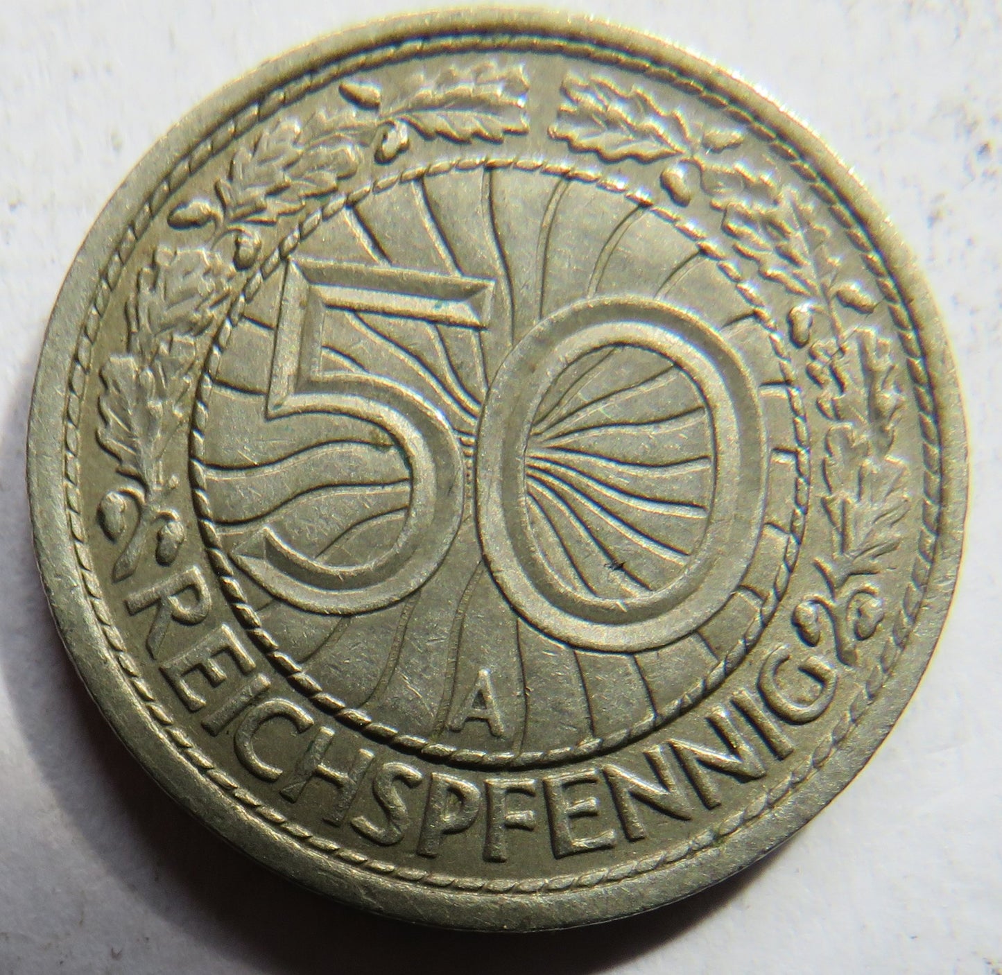 1927-A Germany - Weimar Republic 50 Reichspfennig Coin