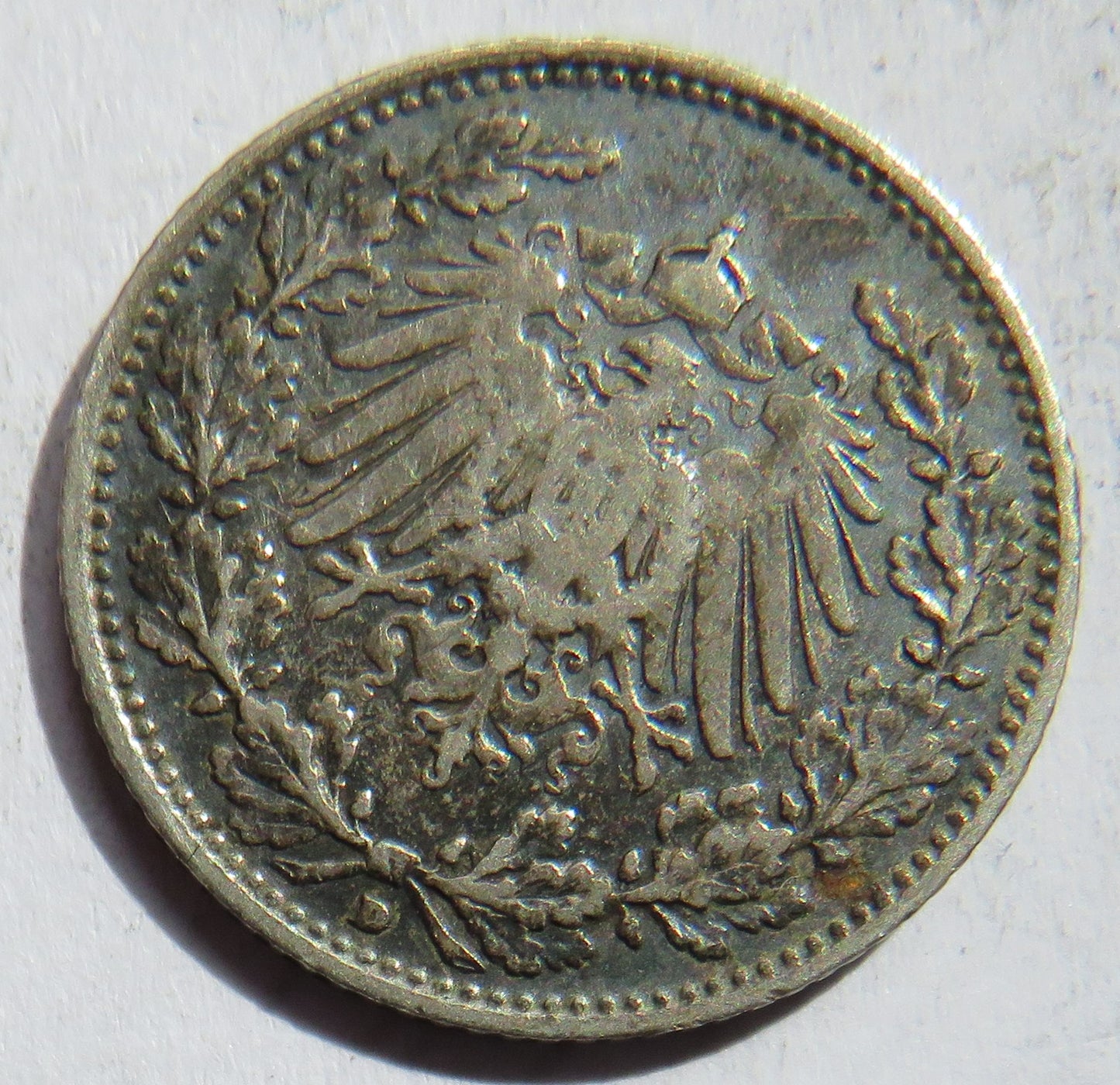 1902-D Germany Silver 1/2 Mark Coin