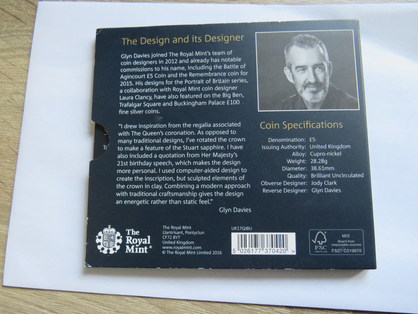 1952-2017 Queen Elizabeth II Sapphire Jubilee £5 Coin In Presentation Pack