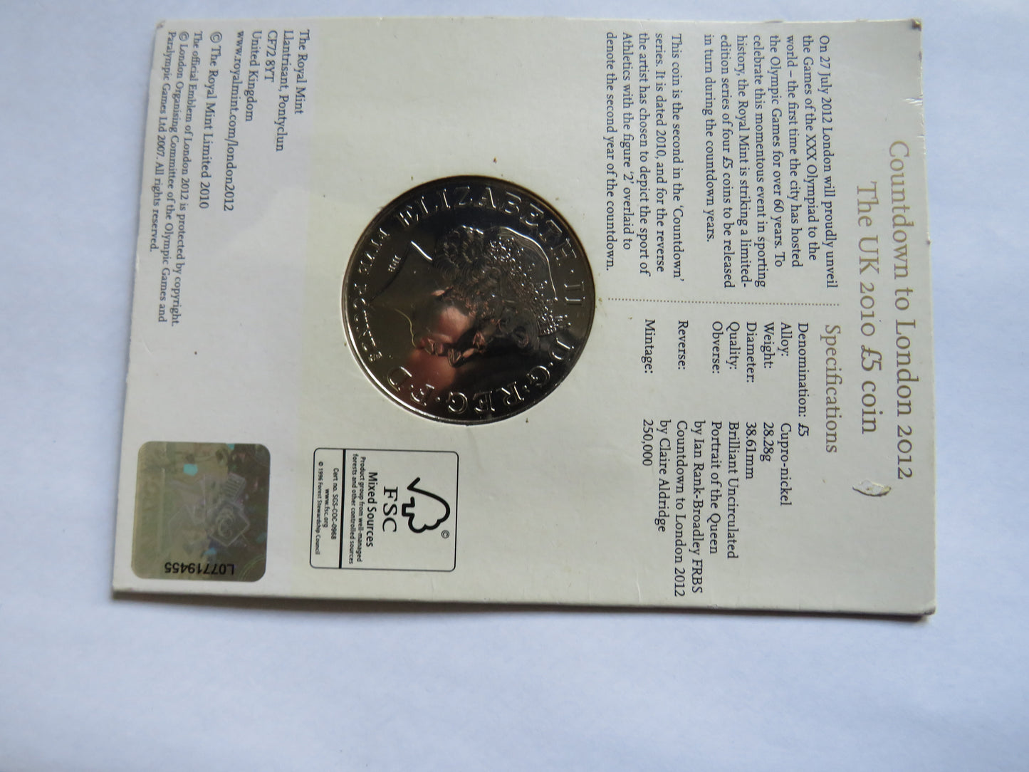 Countdown To London 2012 The UK 2010 £5 Coin