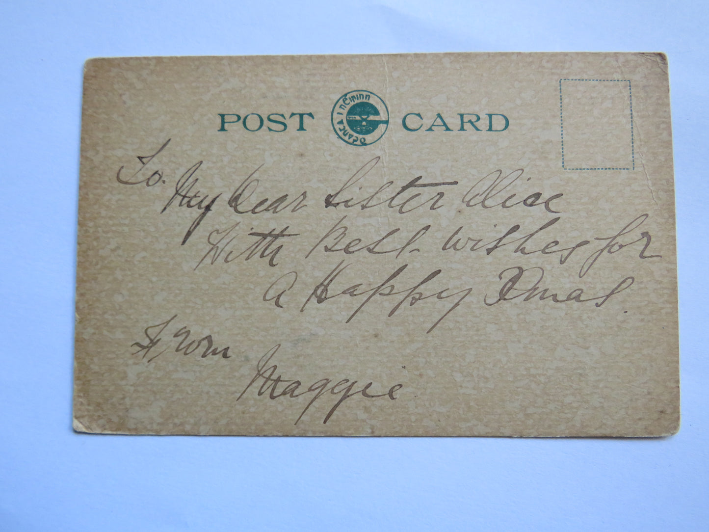 Vintage Postcard of Shamrocks from The Old Country With Christmas Wishes