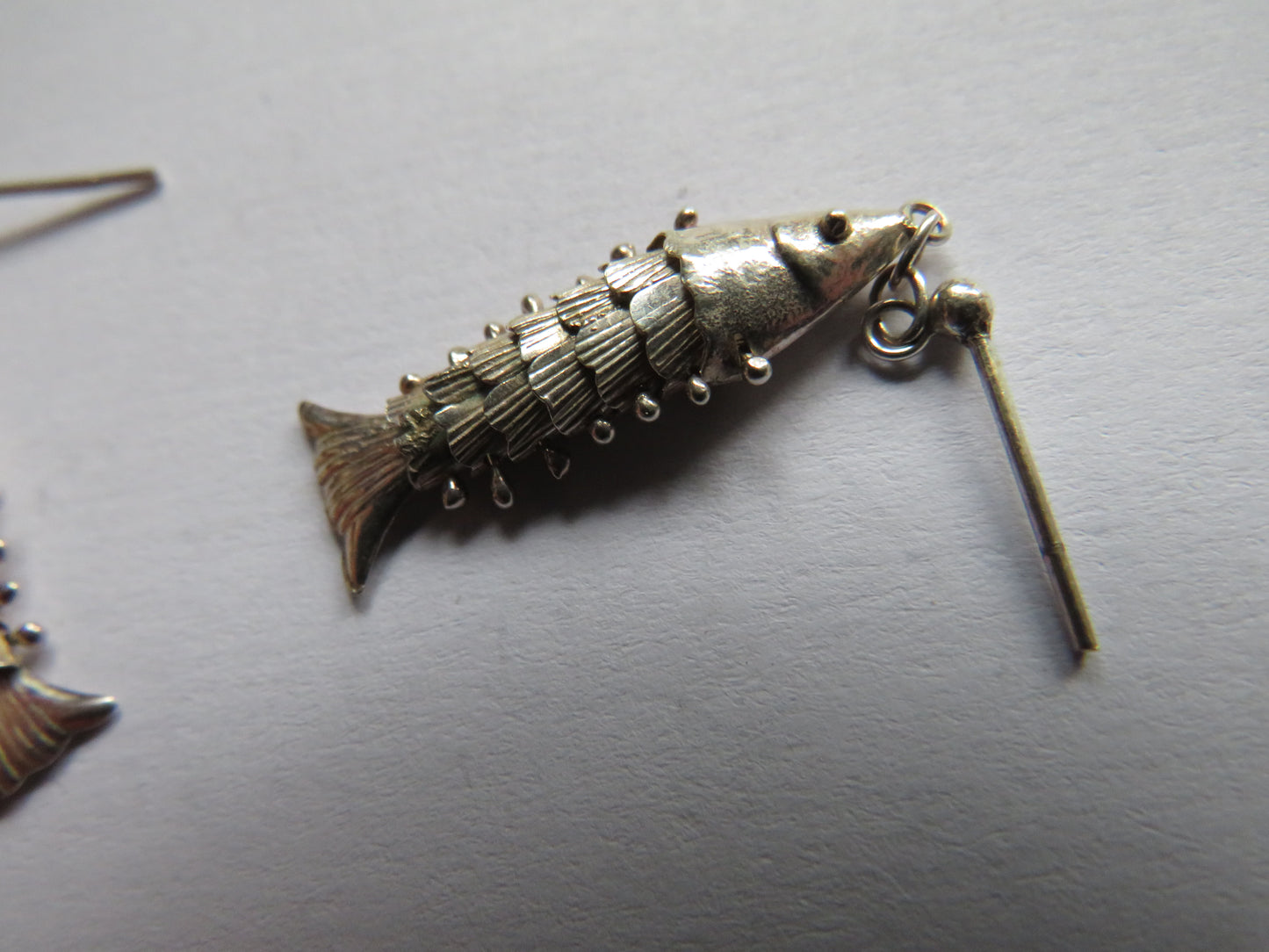 Vintage Ladies Silver Earrings In Style of Fish