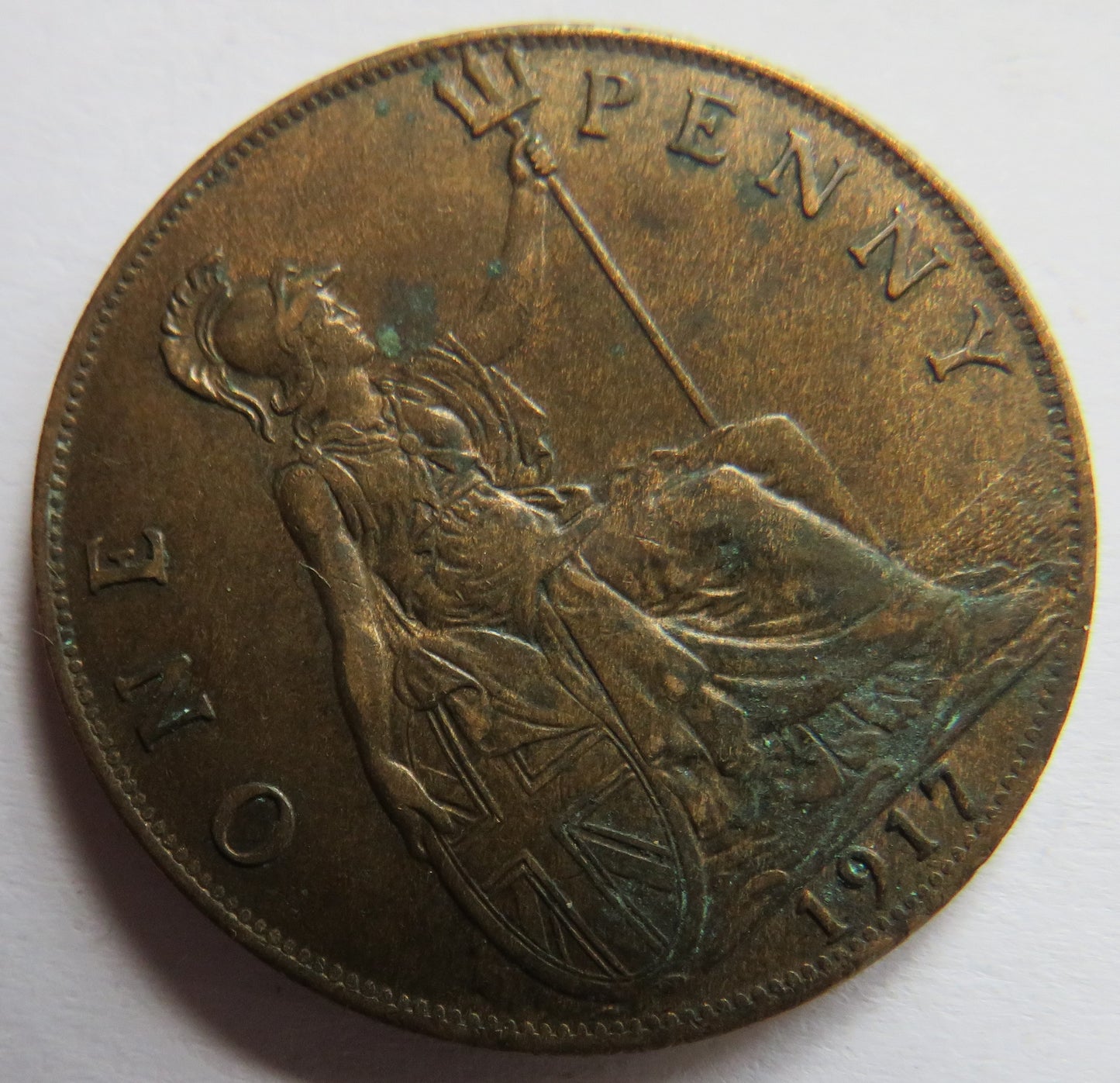 1917 King George V One Penny Coin - Great Britain