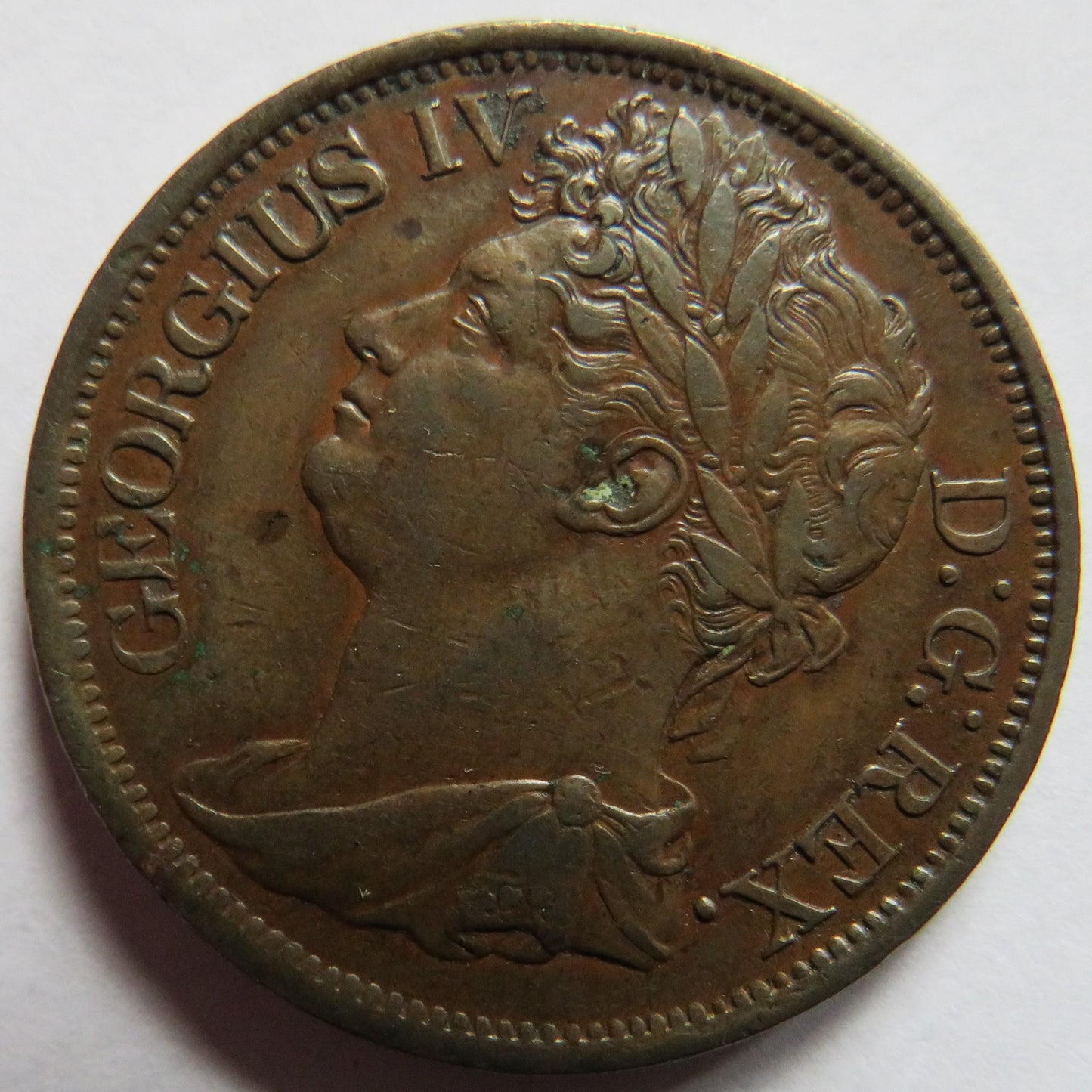 1822 King George IV Ireland Hibernia One Penny Coin In Excellent Grade