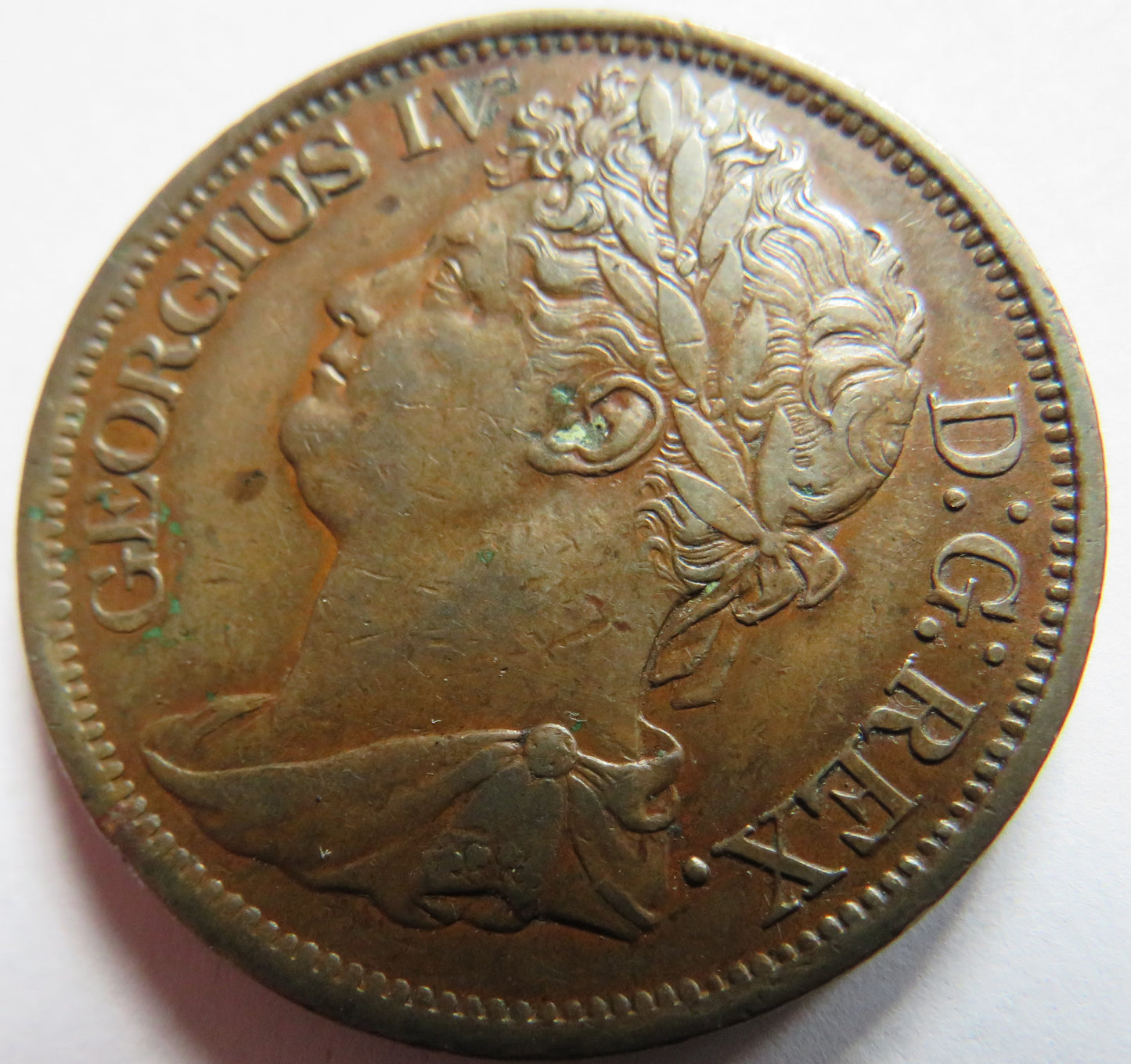 1822 King George IV Ireland Hibernia One Penny Coin In Excellent Grade