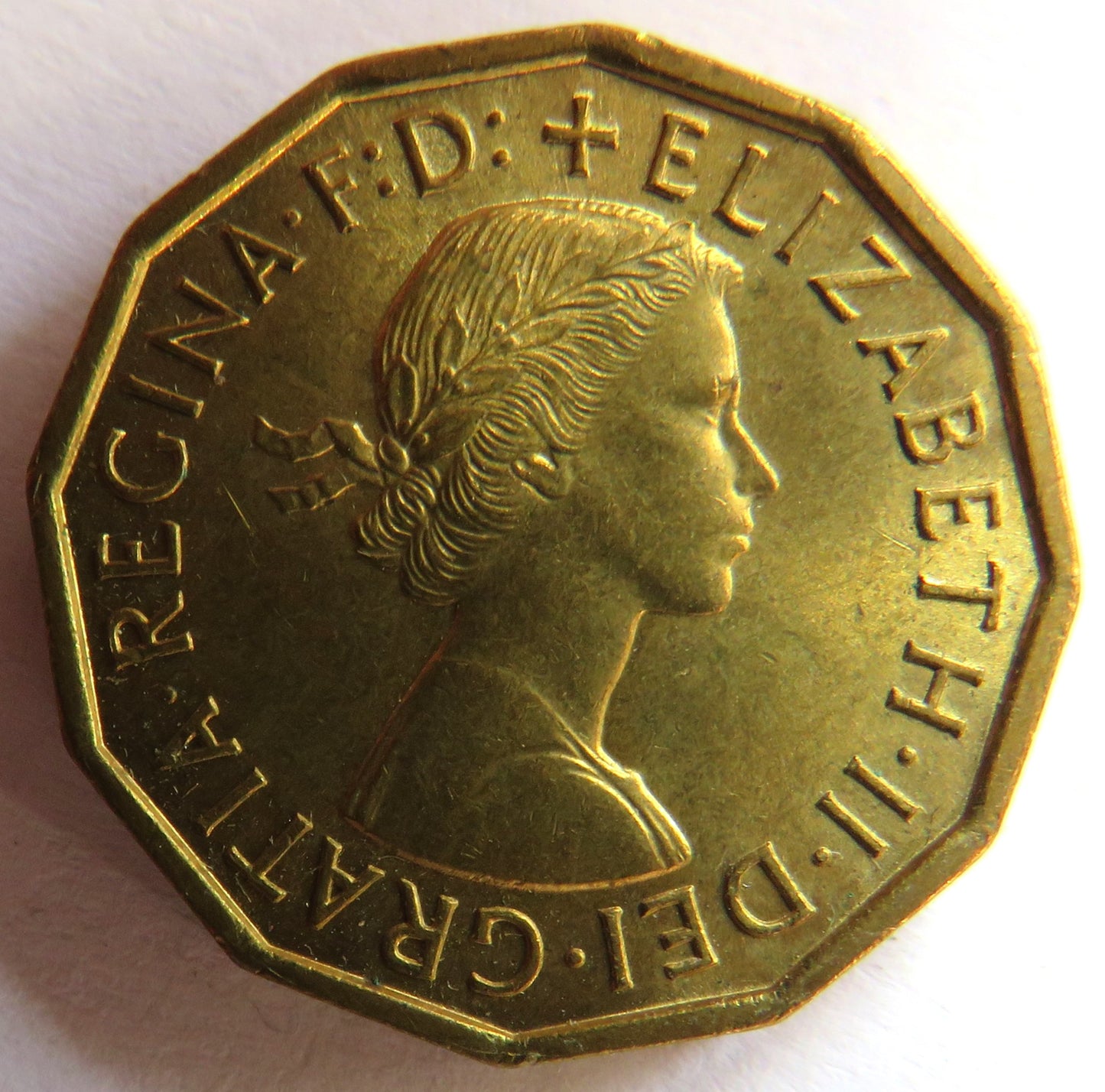 1960 Queen Elizabeth II Brass Threepence Coin In High Grade