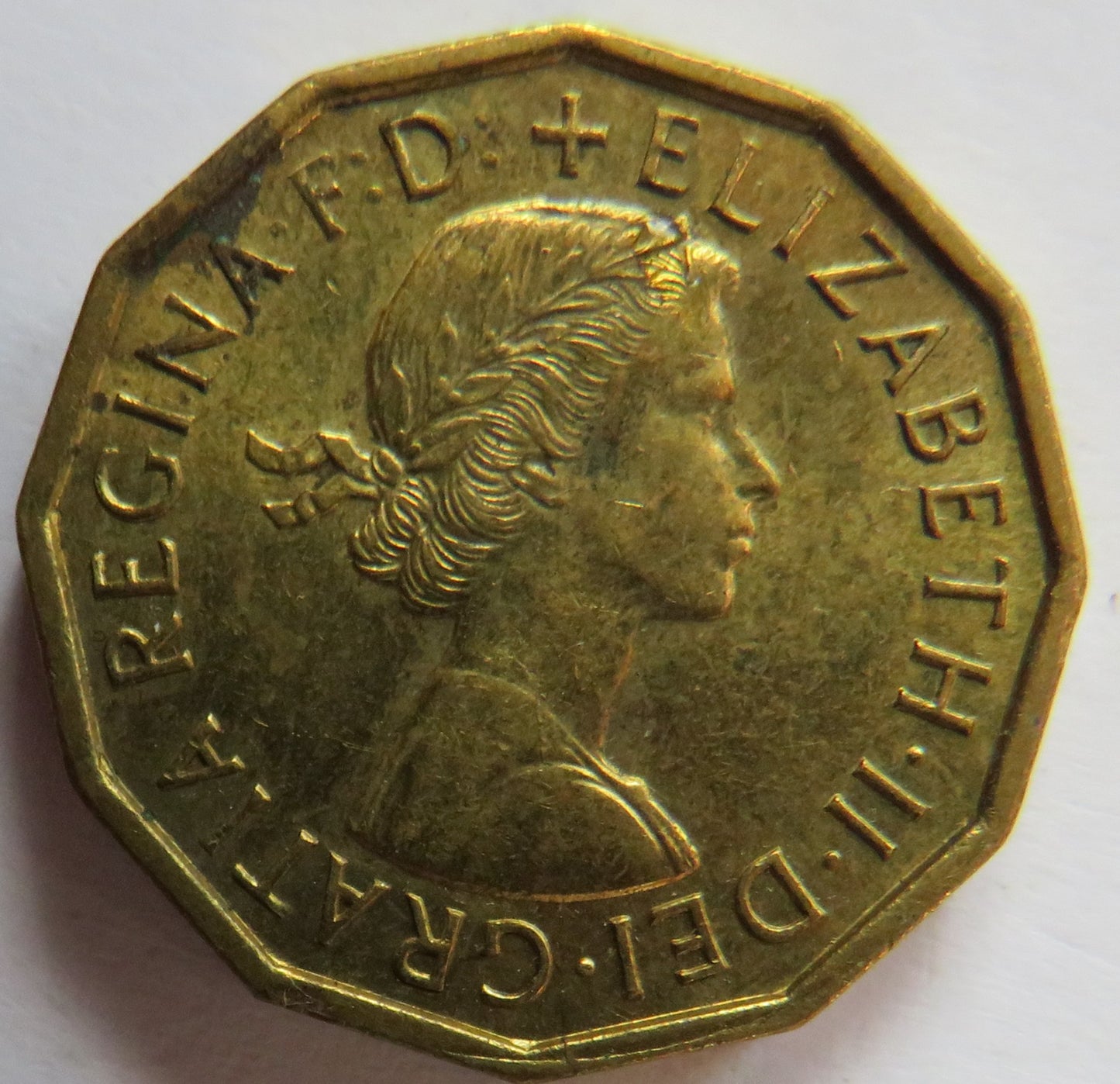 1960 Queen Elizabeth II Brass Threepence Coin In High Grade