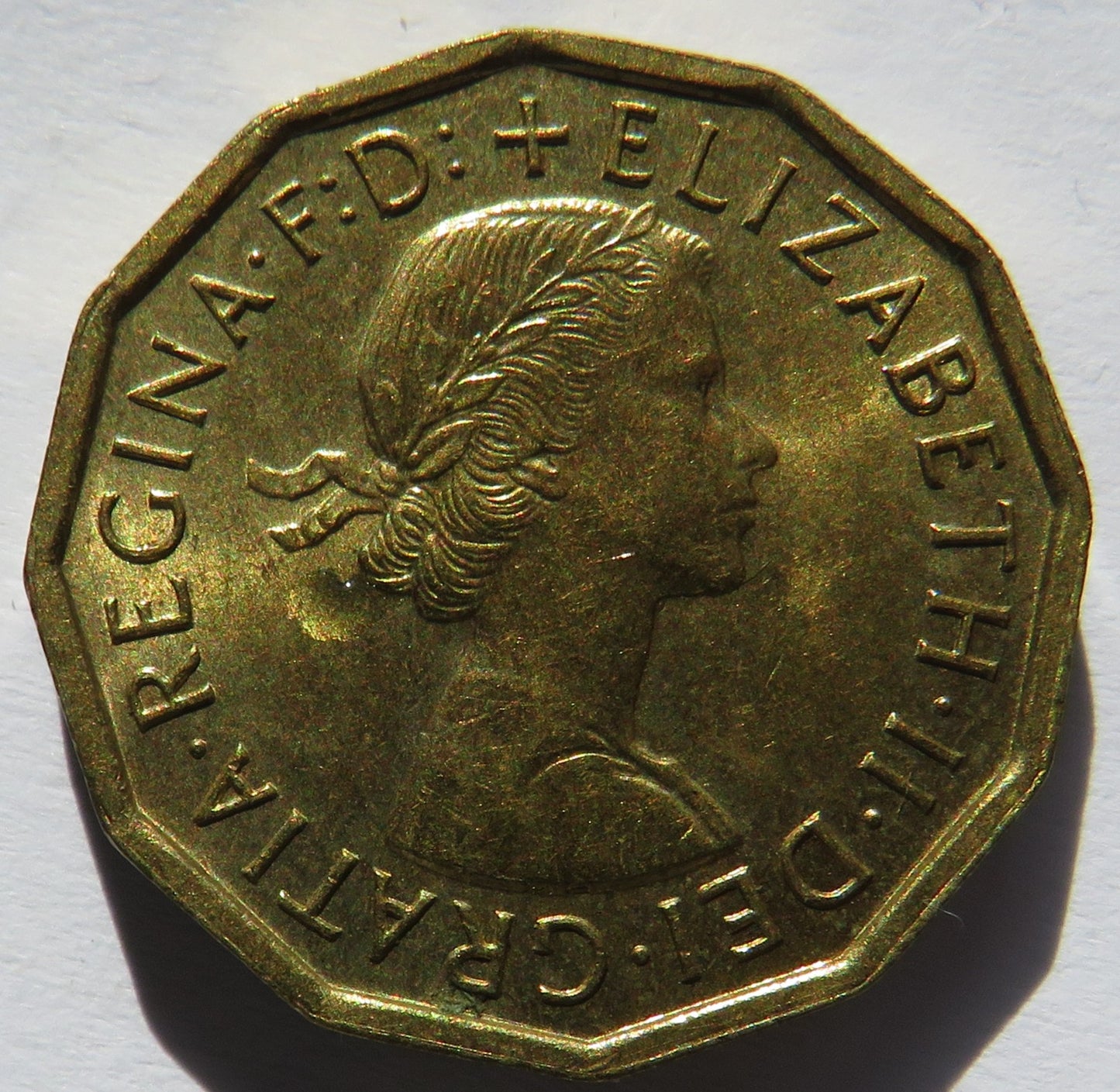 1962 Queen Elizabeth II Brass Threepence Coin In High Grade