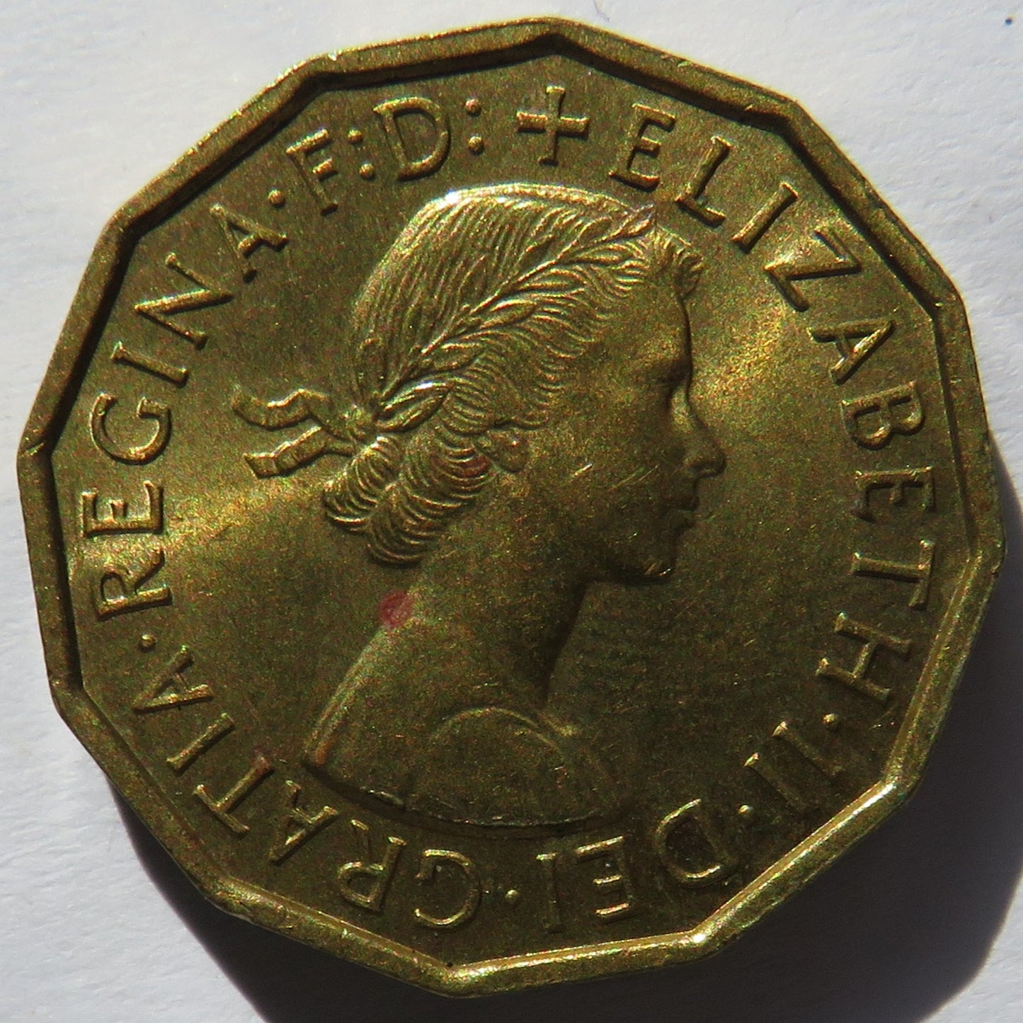 1959 Queen Elizabeth II Brass Threepence Coin In High Grade