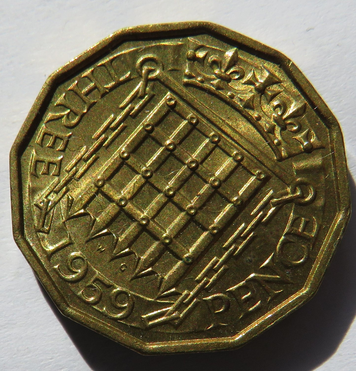1959 Queen Elizabeth II Brass Threepence Coin In High Grade