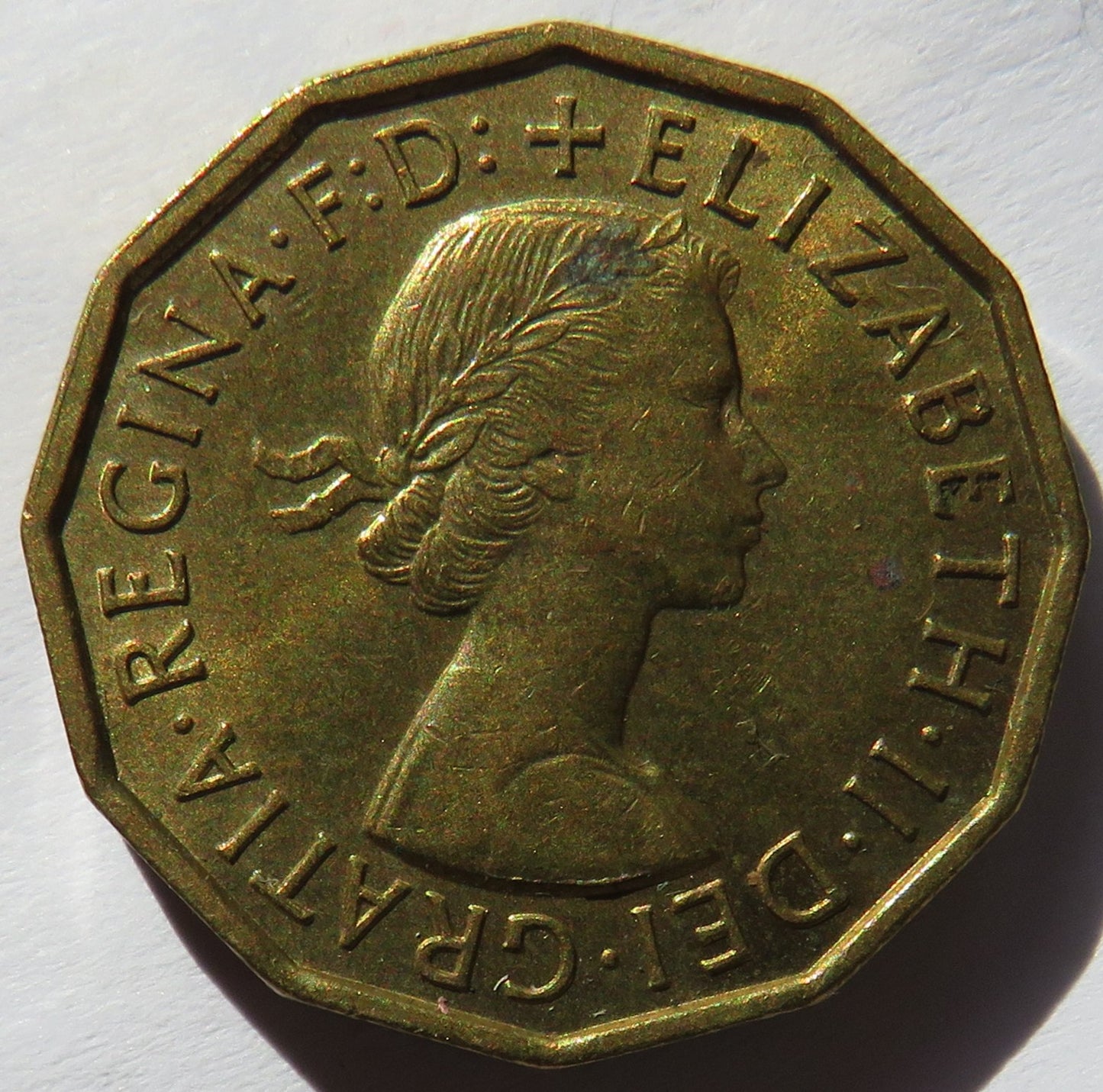 1959 Queen Elizabeth II Brass Threepence Coin In High Grade