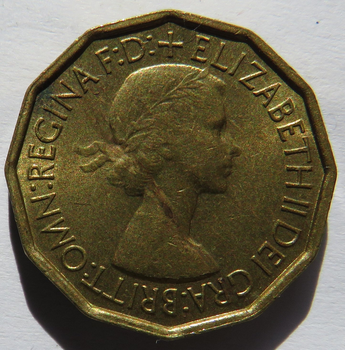 1953 Queen Elizabeth II Brass Threepence Coin In High Grade