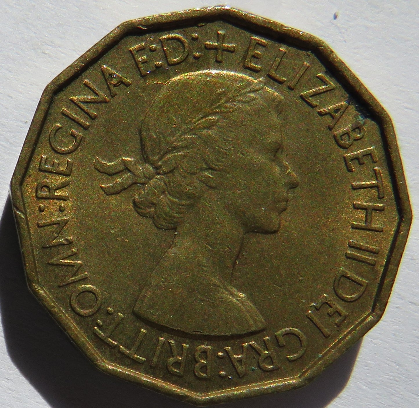 1953 Queen Elizabeth II Brass Threepence Coin In High Grade