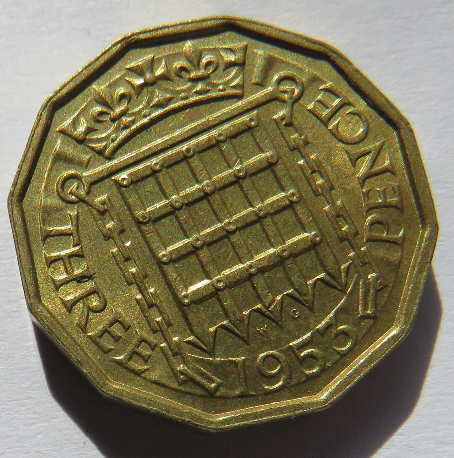 1953 Queen Elizabeth II Brass Threepence Coin In High Grade