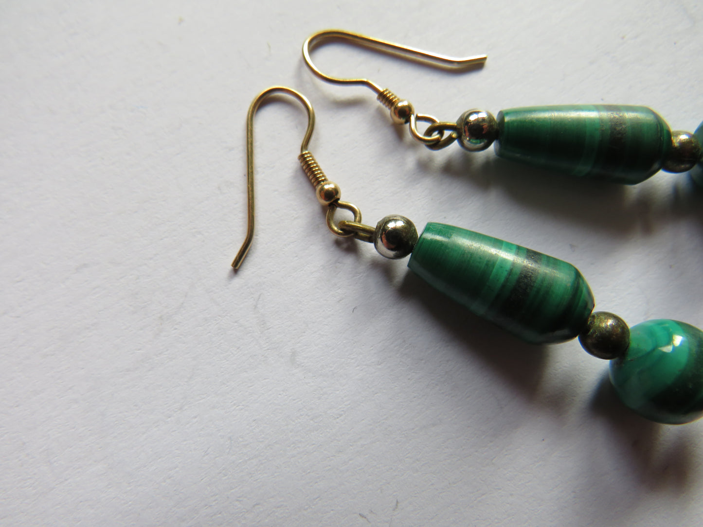 Vintage Pair of Ladies Malachite Drop Earrings