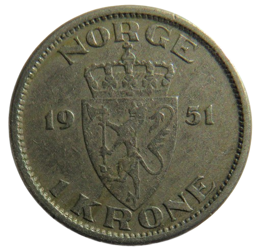 1951 Norway One Krone Coin