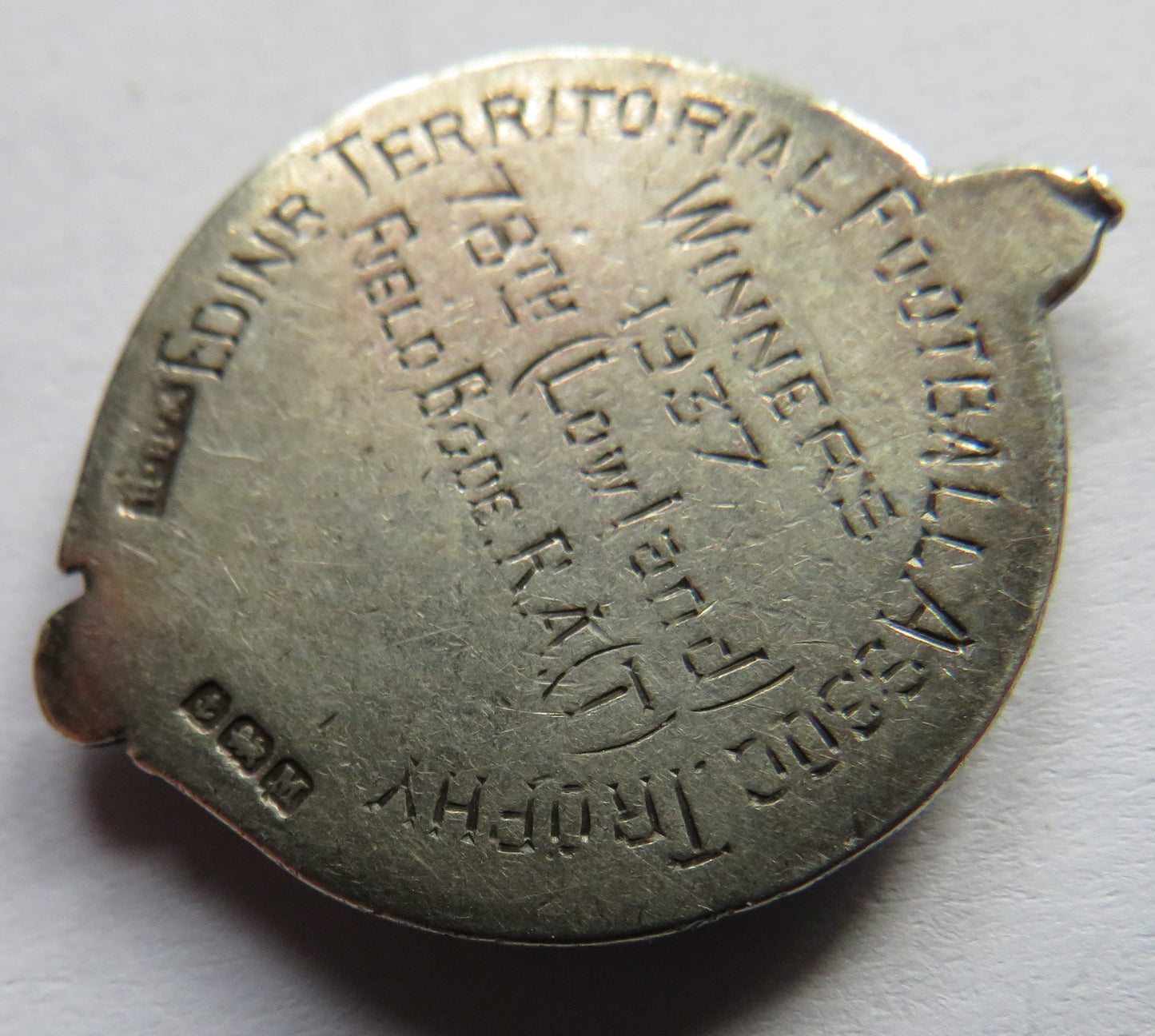 Edinburgh Territorial Football 1937 Sterling Silver Fob Medal 78th Lowland