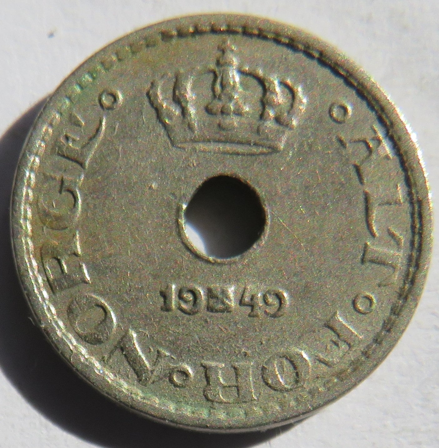 1949 Norway 10 Ore Coin