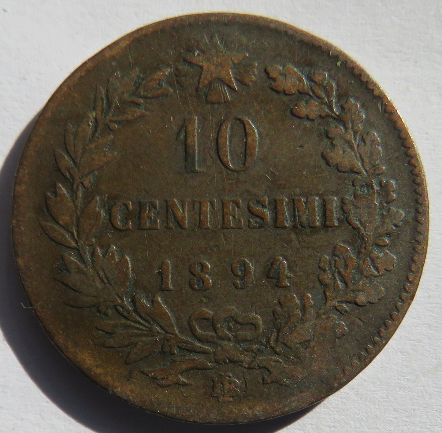 1894 Italy 10 Centesimi Coin