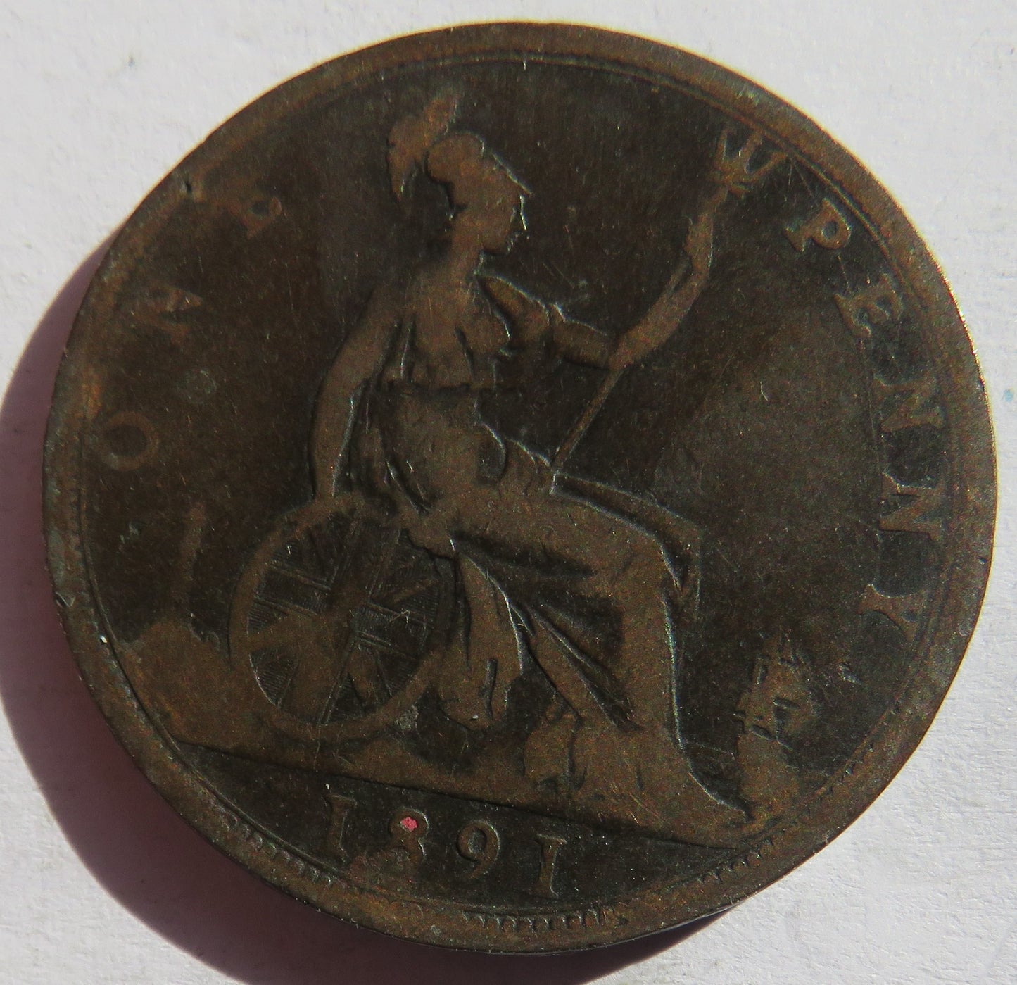1891 Queen Victoria One Penny Coin - Great Britain