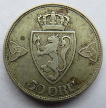 Load image into Gallery viewer, 1916 Norway Silver 50 Ore Coin
