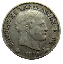 Load image into Gallery viewer, 1810 Italian States Kingdom of Napoleon Silver 5 Soldi Coin

