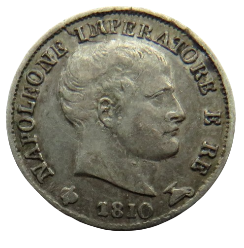 1810 Italian States Kingdom of Napoleon Silver 5 Soldi Coin