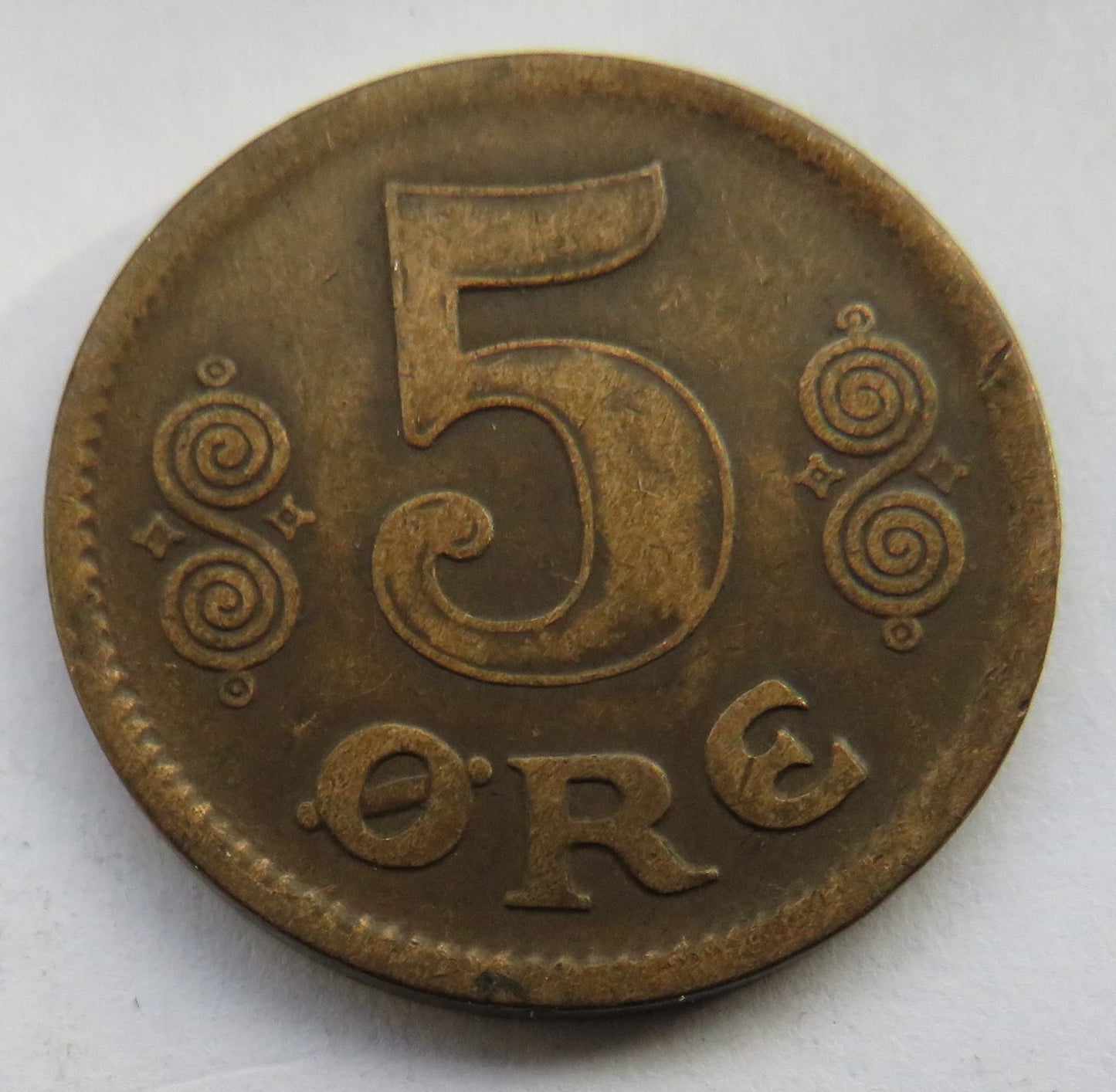 1919 Denmark 5 Ore Coin
