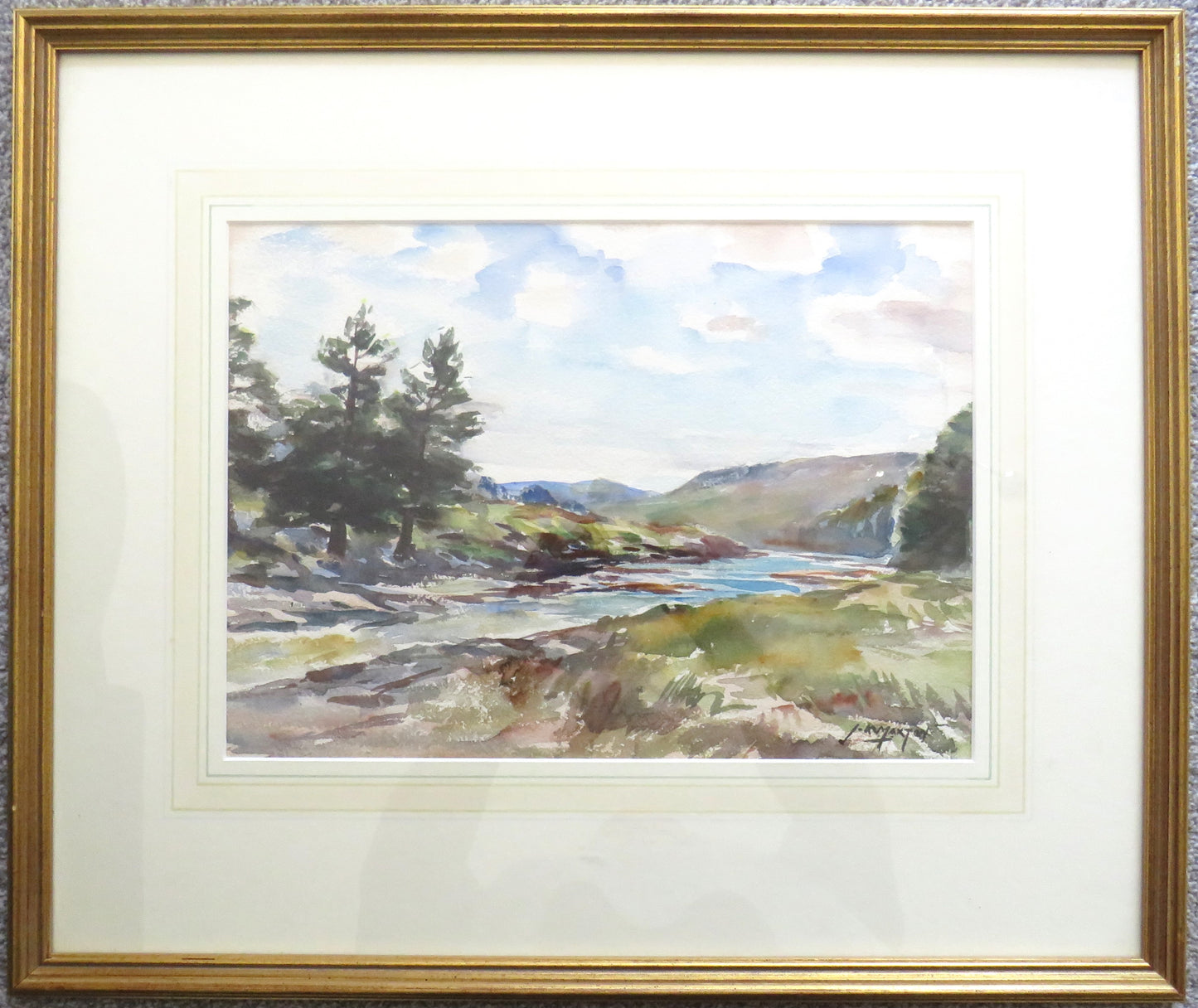 Vintage Framed Watercolour By John Kidd Maxwell (1878-1942) Linn Of Dee Braemar