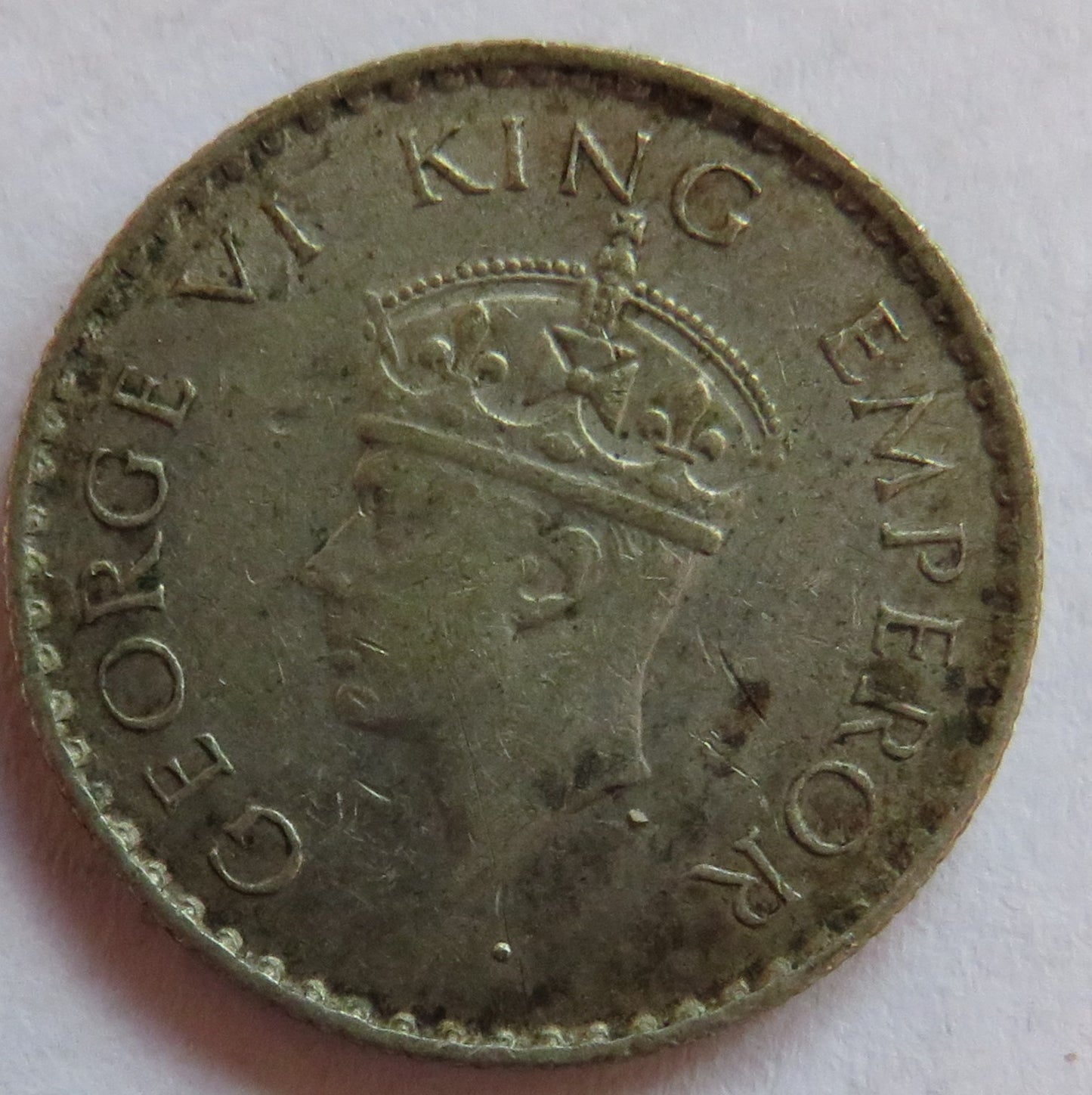 1940 King George VI India Silver 1/4 Rupee Coin