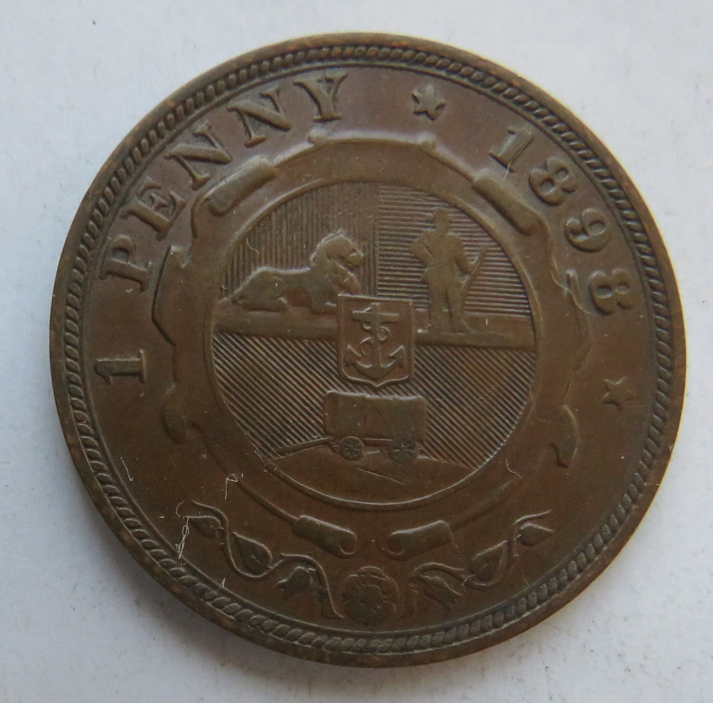 1898 South Africa One Penny Coin