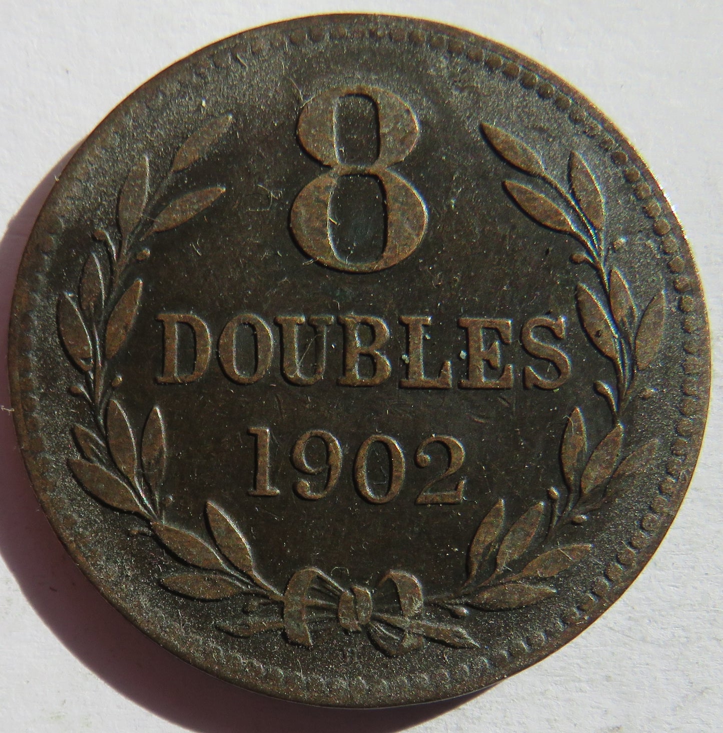 1902-H Guernsey 8 Doubles Coin