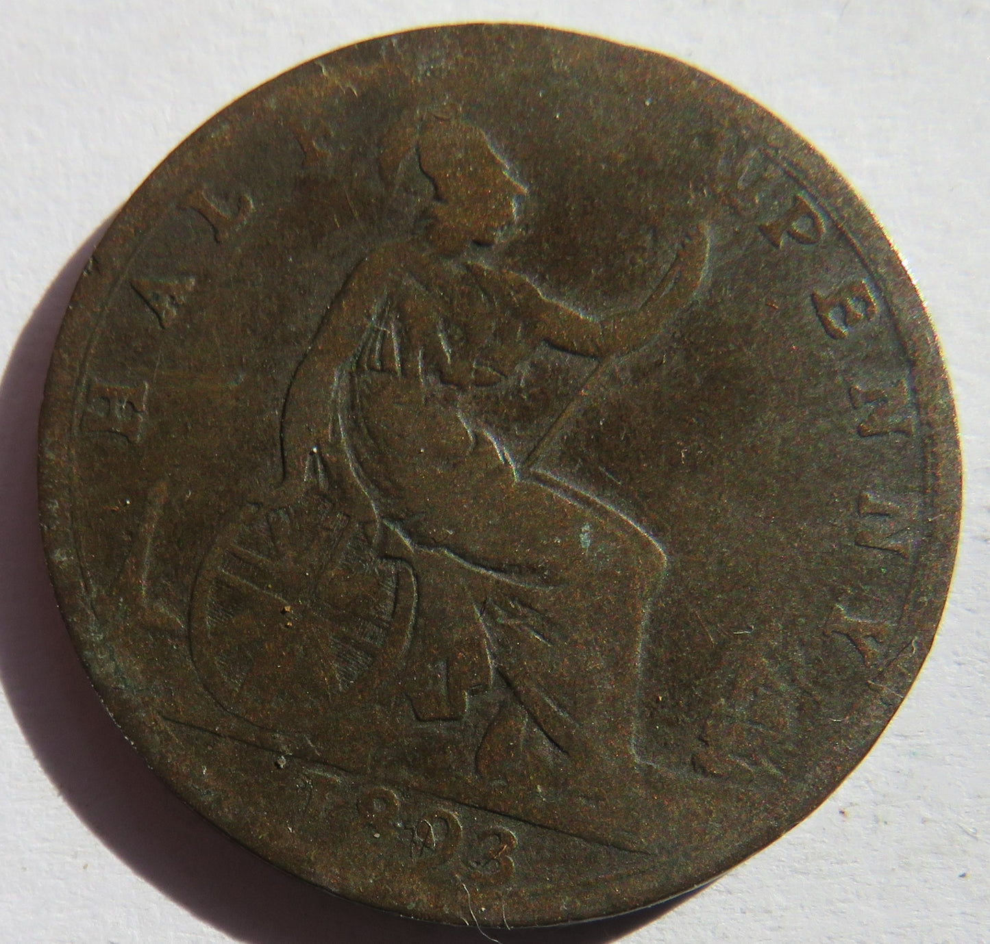 1893 Queen Victoria Bun Head Halfpenny Coin - Great Britain