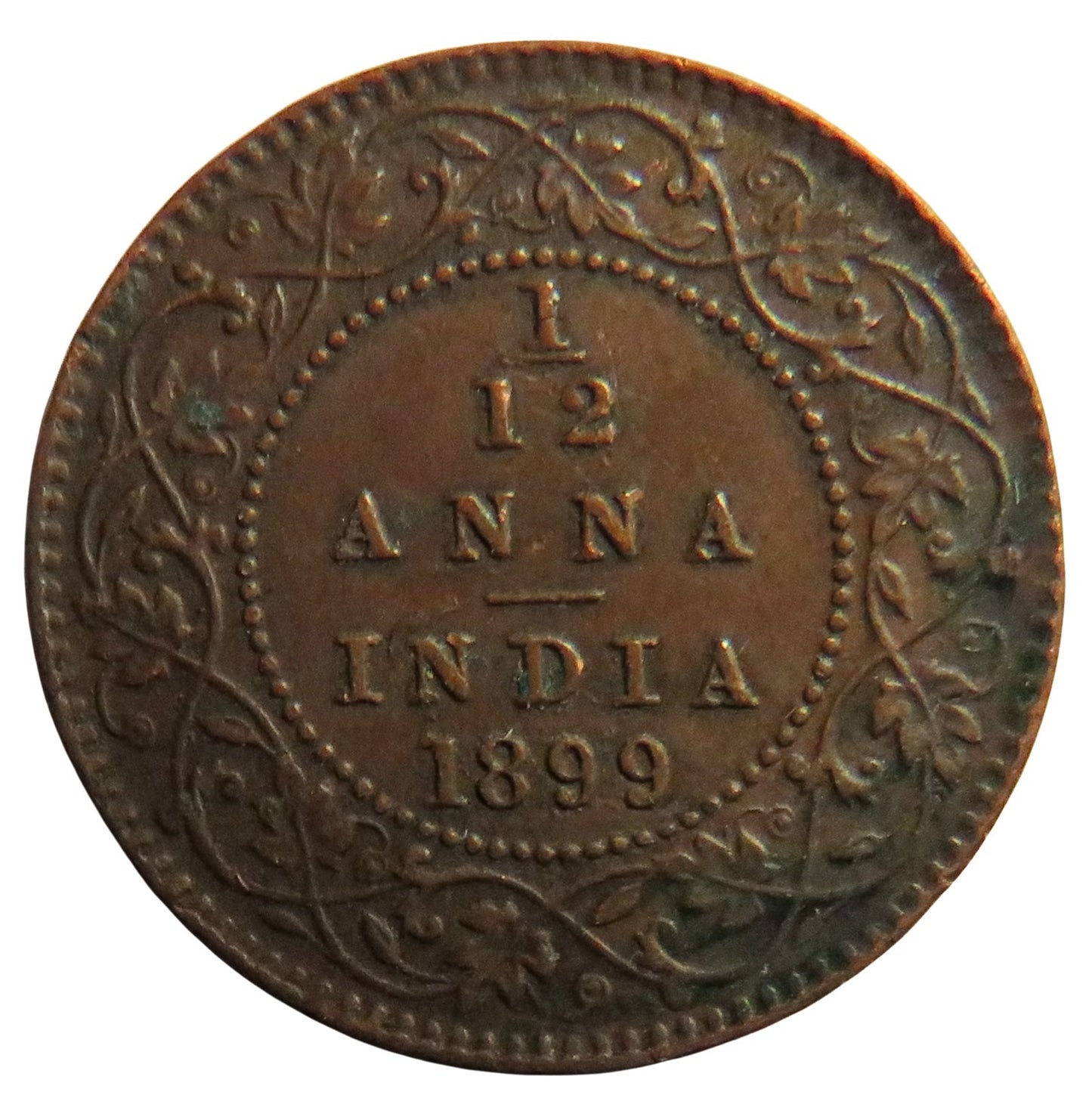 1899 Queen Victoria India 1/12th Anna Coin