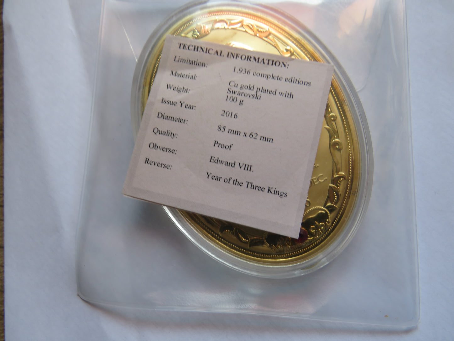 1936 The Year of The Three Kings Edward VIII Large Commemorative Coin / Medal