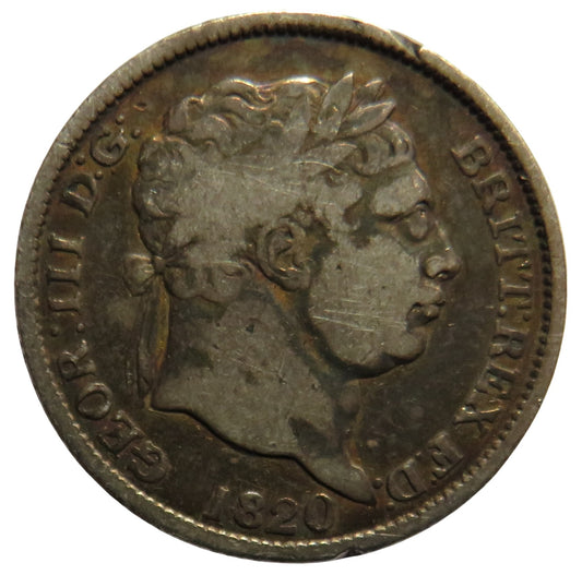 1820 King George III Silver Shilling Coin - Great Britain