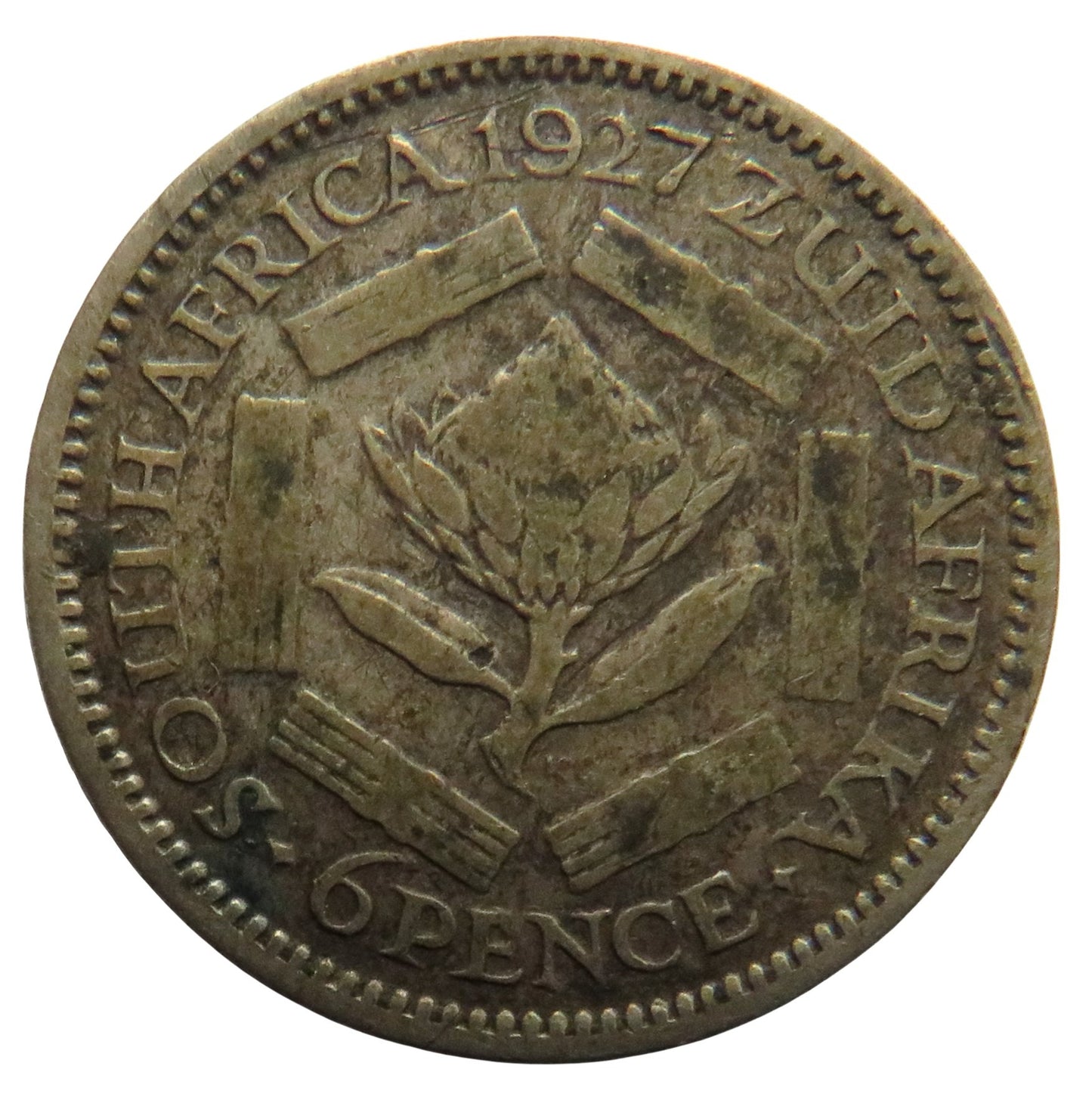 1927 King George V South Africa Silver Sixpence Coin