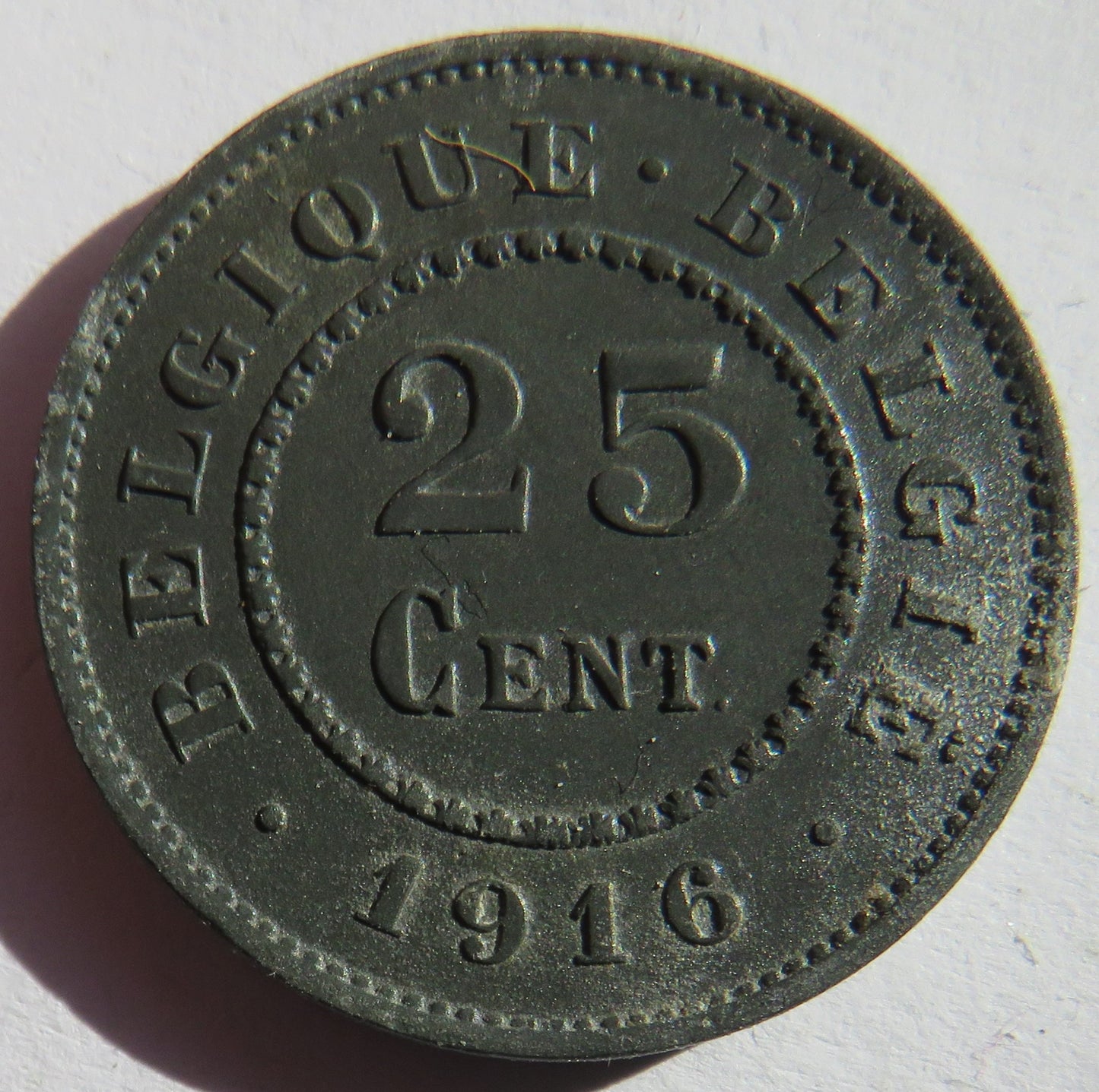 1916 Belgium 25 Centimes Coin