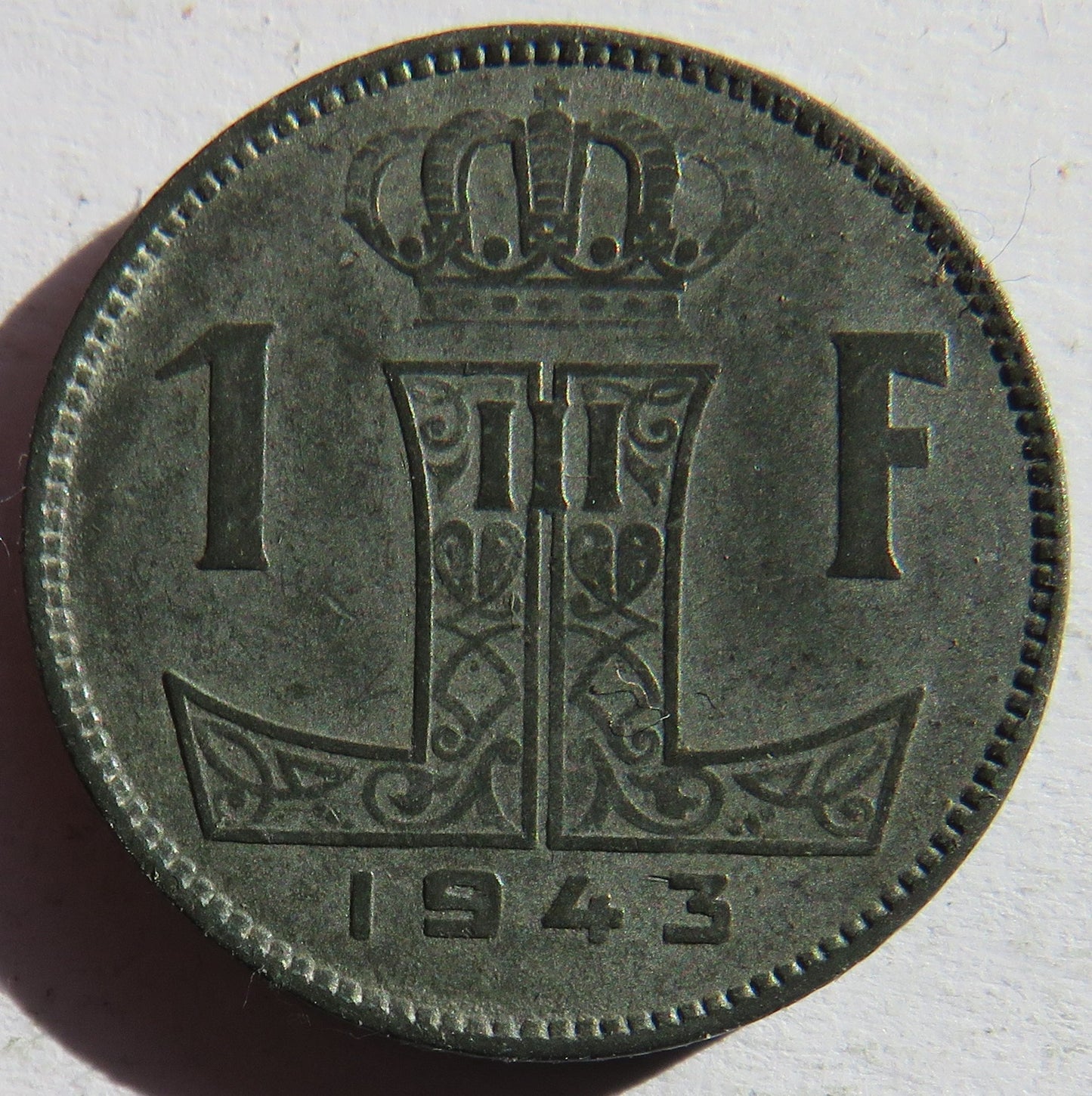 1943 Belgium One Franc Coin