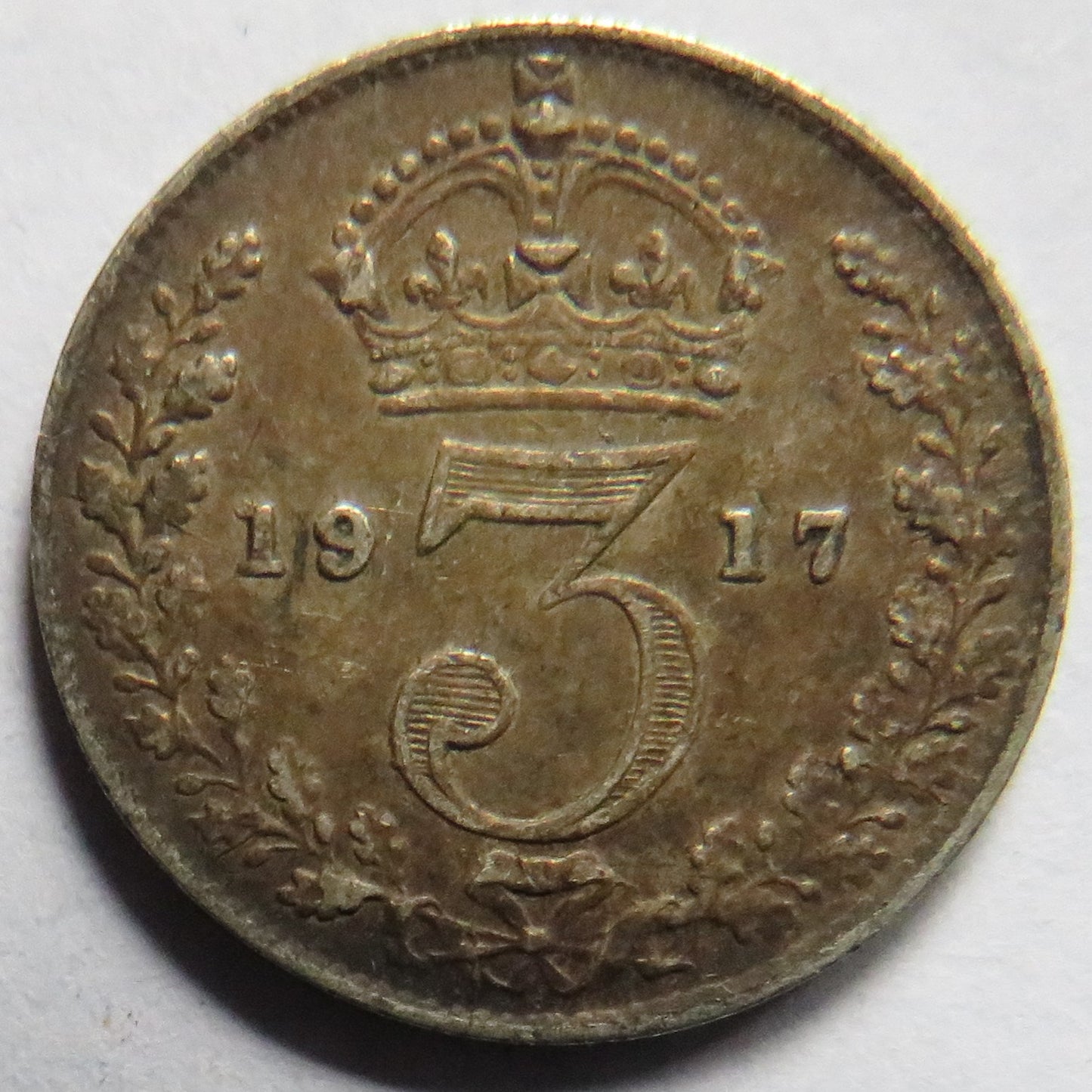 1917 King George V Silver Threepence Coin - Great Britain