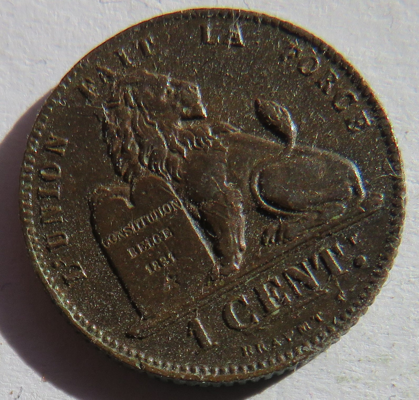1912 Belgium One Centime Coin