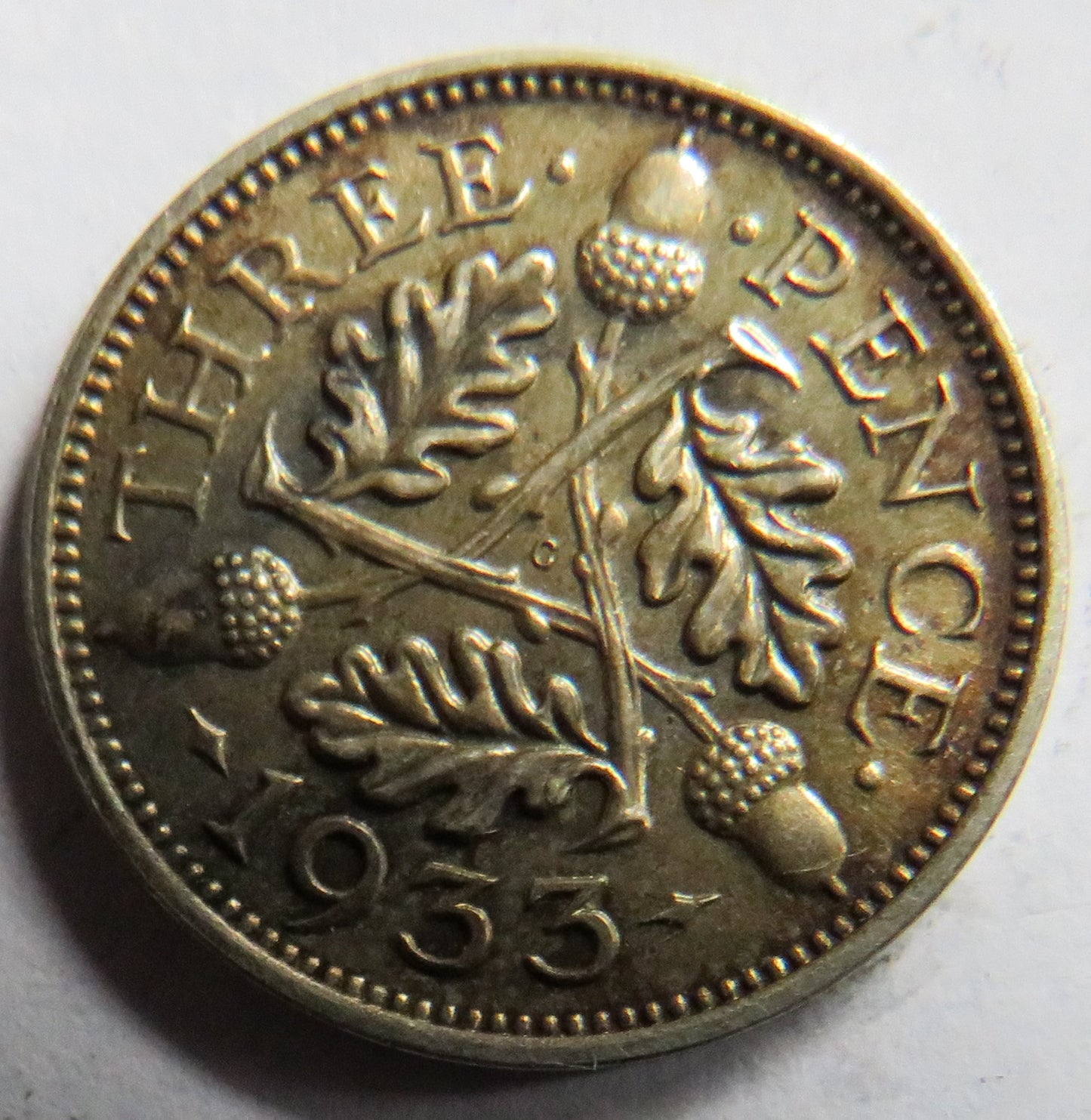1933 King George V Silver Threepence Coin - Great Britain