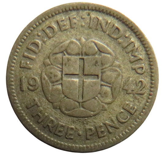 1942 King George VI Silver Threepence Coin - Great Britain