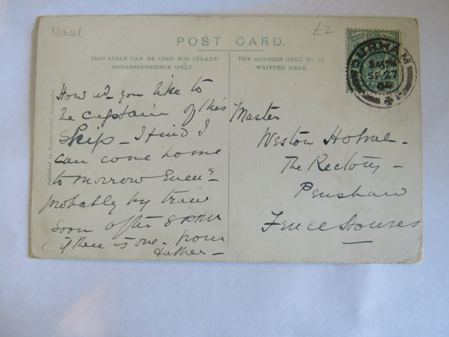 Vintage Warship Postcard of H.M.S. "Doris" 2nd Class Cruiser 1904